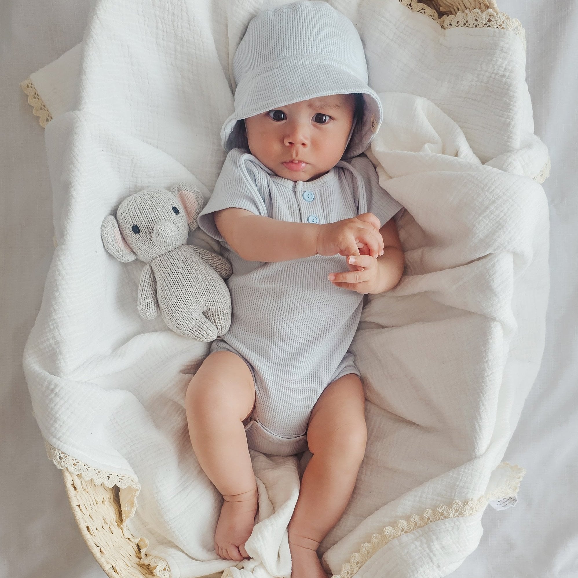 Summer Bodysuit & Sunhat - Sky Blue
