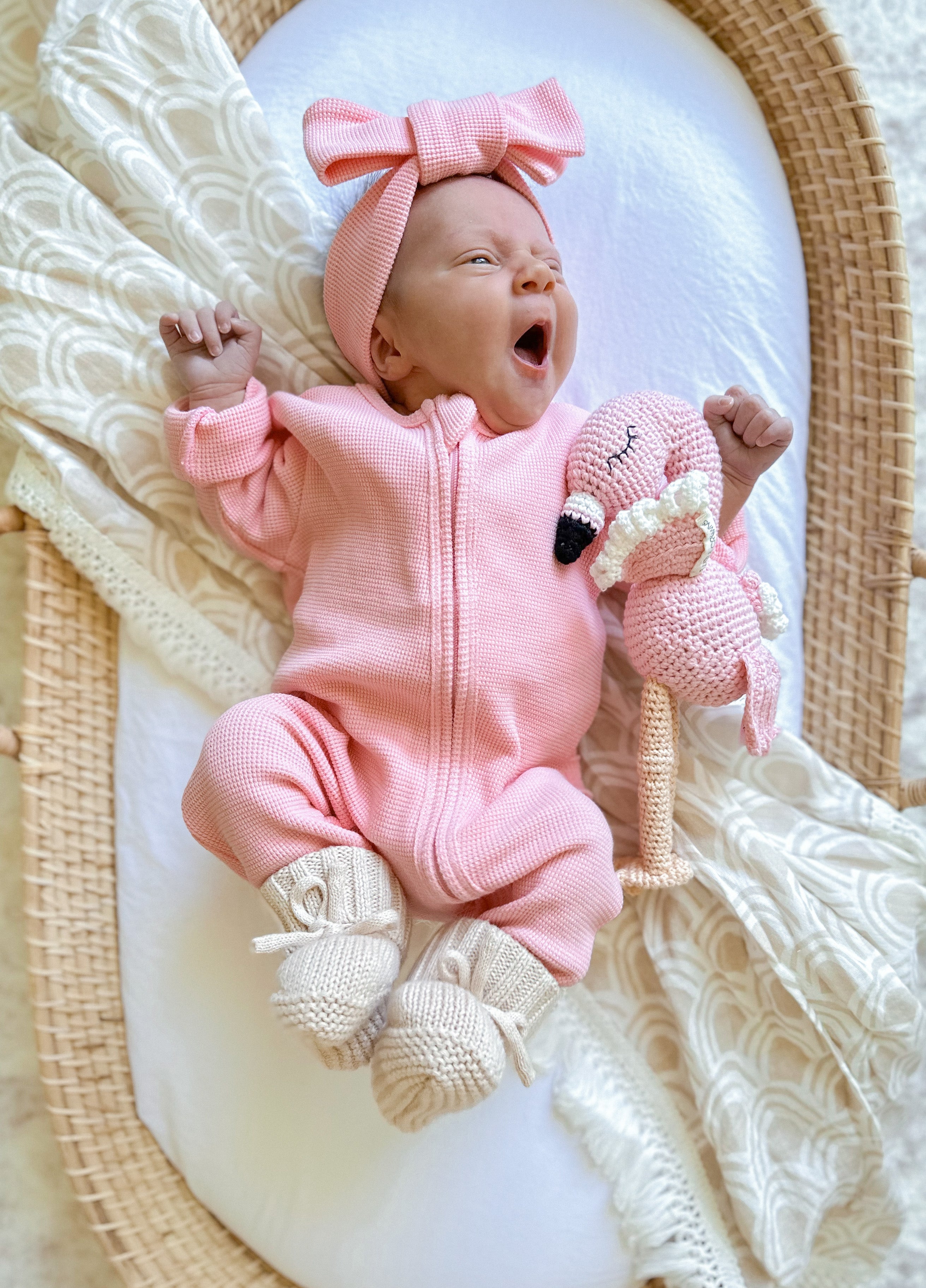 My First Outfit - Bubblegum - Flutter Bum Onesie & Topknot Set