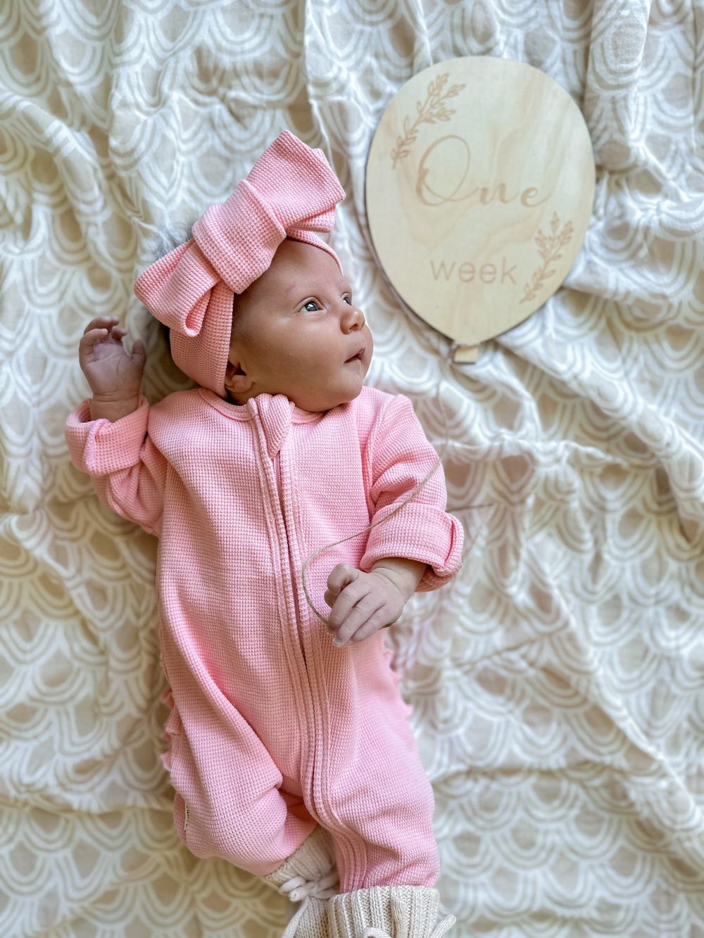 My First Outfit - Bubblegum - Flutter Bum Onesie & Topknot Set