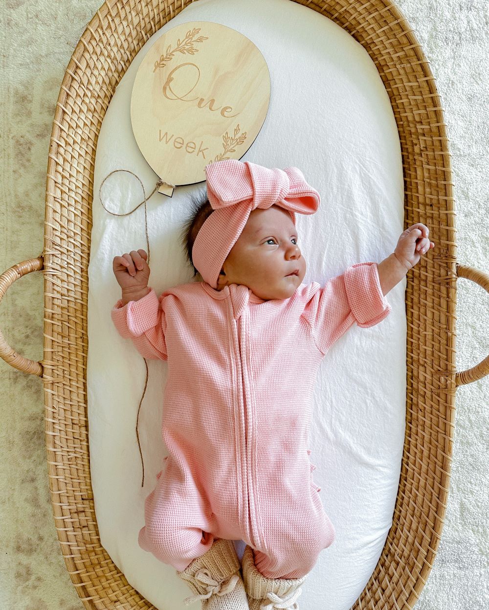 My First Outfit - Bubblegum - Flutter Bum Onesie & Topknot Set