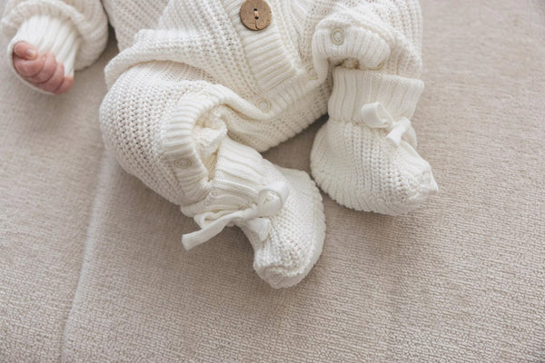 Textured Knit Booties - Ivory