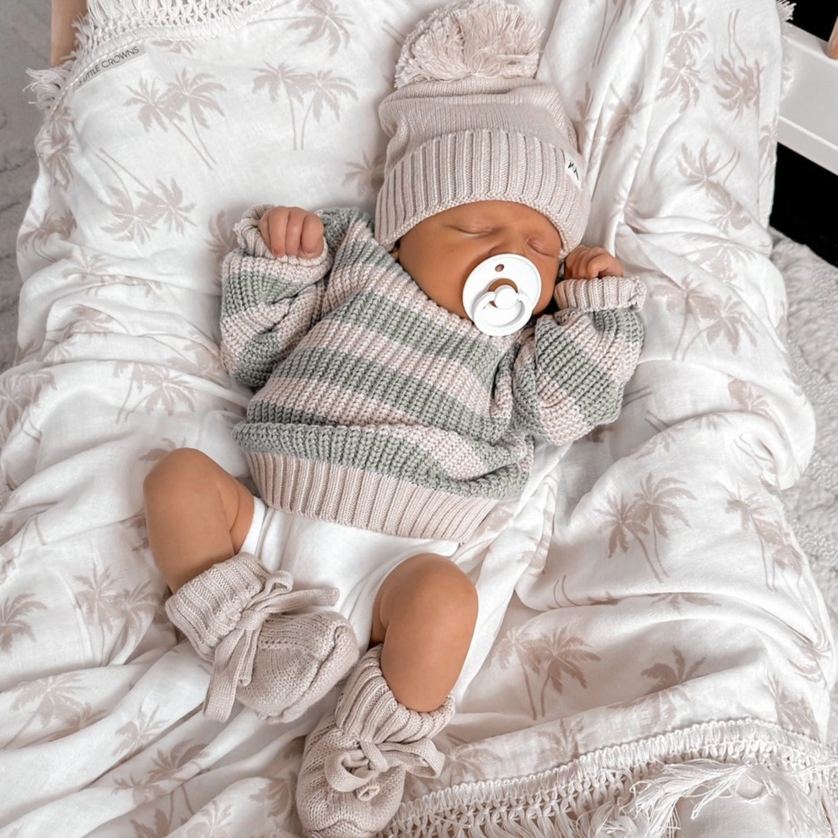 Knitted Booties - Mushroom