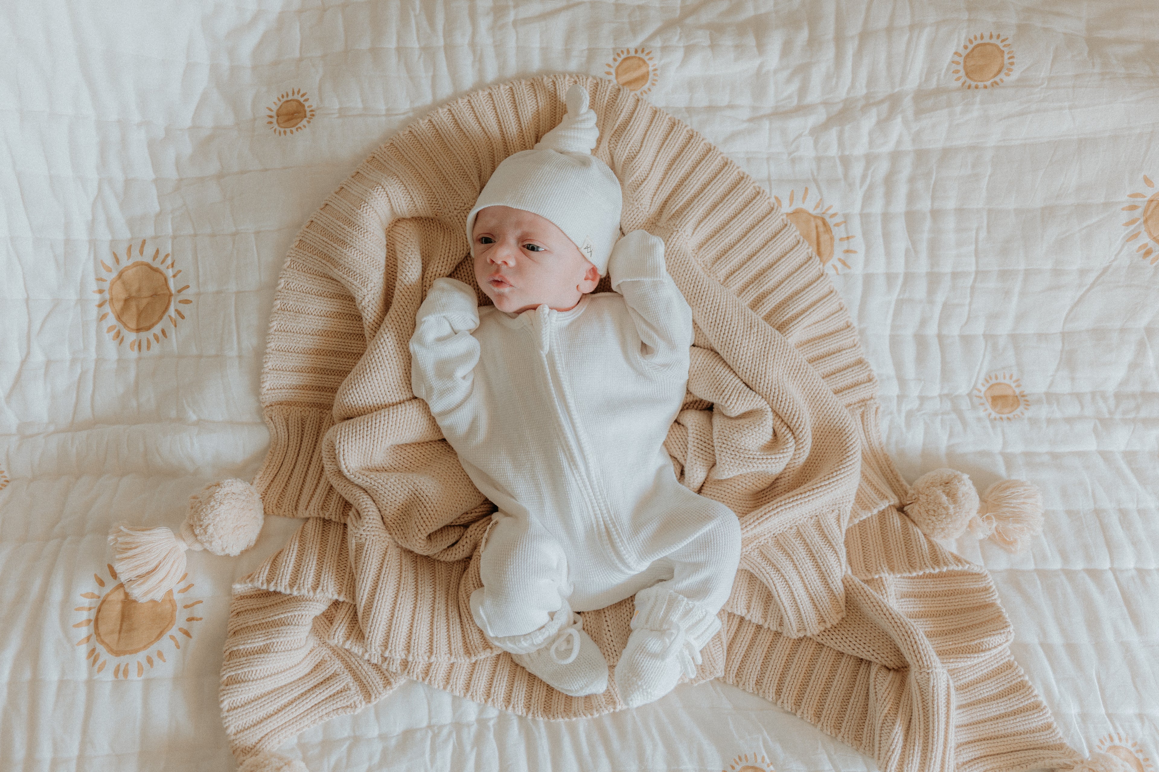 My First Outfit - Powder White- Onesie & Beanie Set