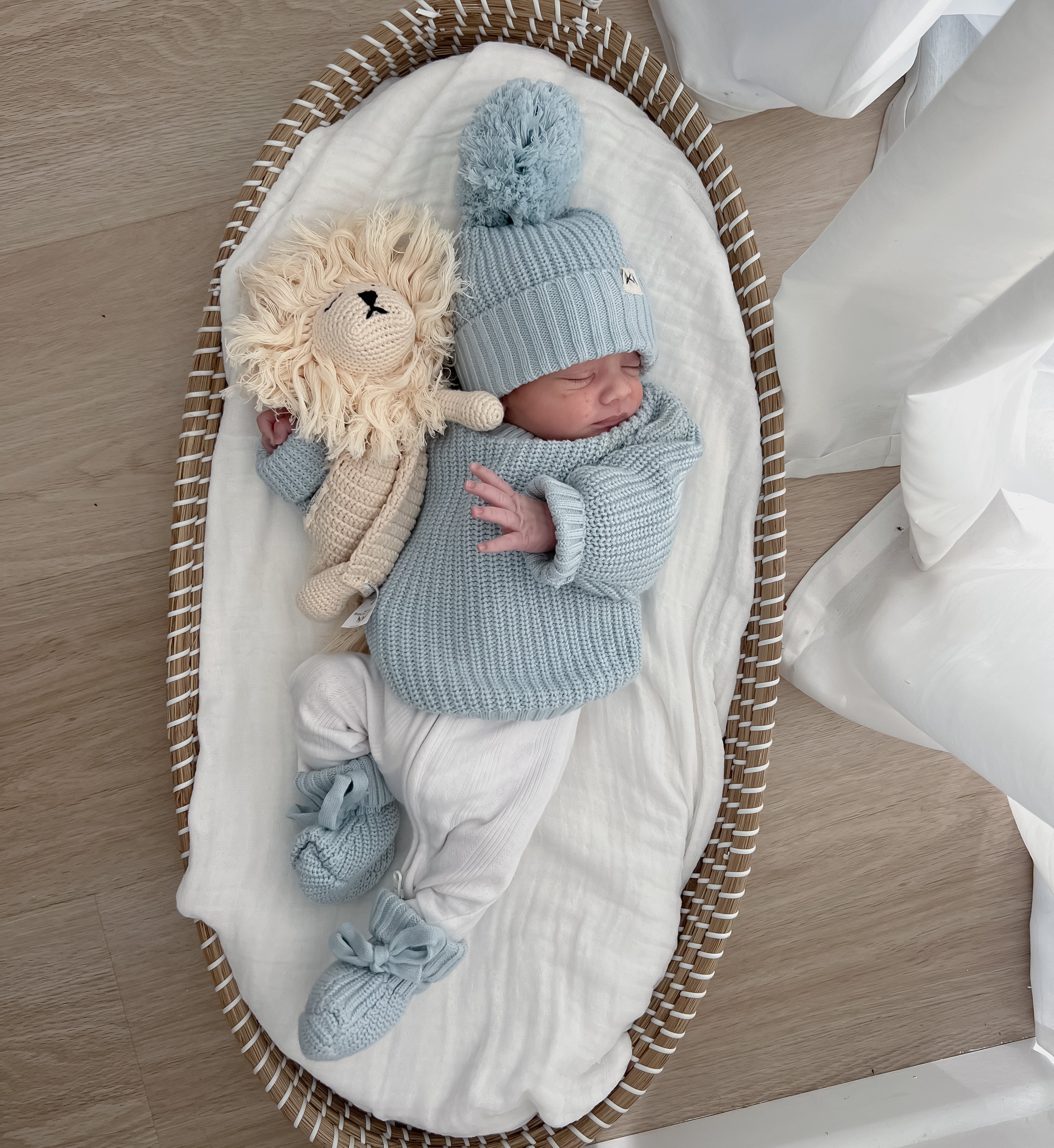 Textured Knit Booties - Stormy Blue