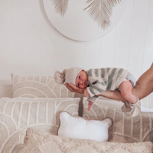 Chunky Knit Jumper - Muted Green & Mushroom Stripes by 3 Little Crowns 