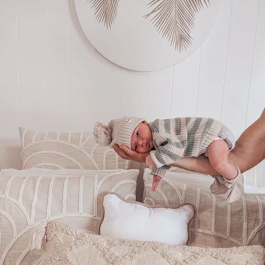 Chunky Knit Jumper - Muted Green & Mushroom Stripes by 3 Little Crowns 
