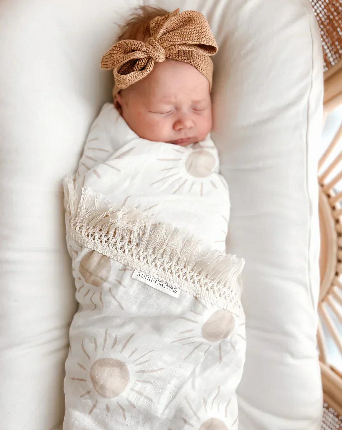 Fringe Swaddle Blanket - Sun by 3 Little Crowns