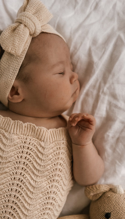Textured Knit Topknot - Oat