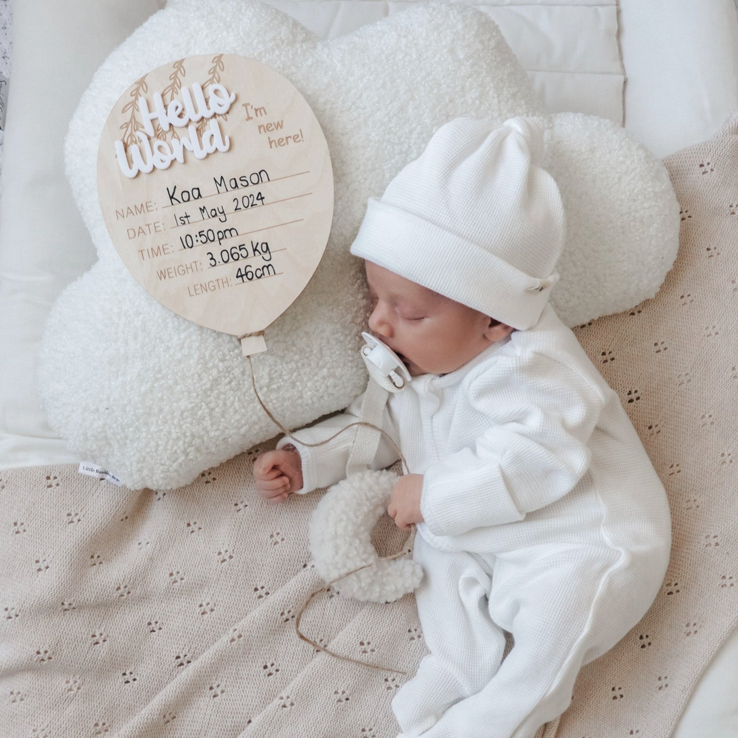 My First Outfit - Powder White- Onesie &amp; Beanie Set