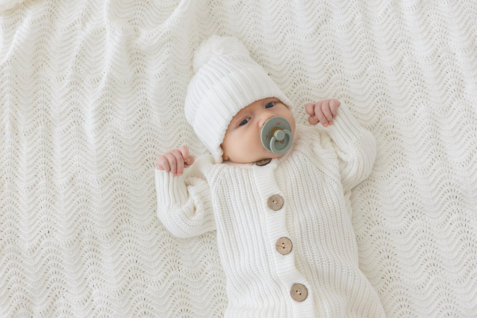 Textured Knit Beanie - Ivory - 3 Little Crowns