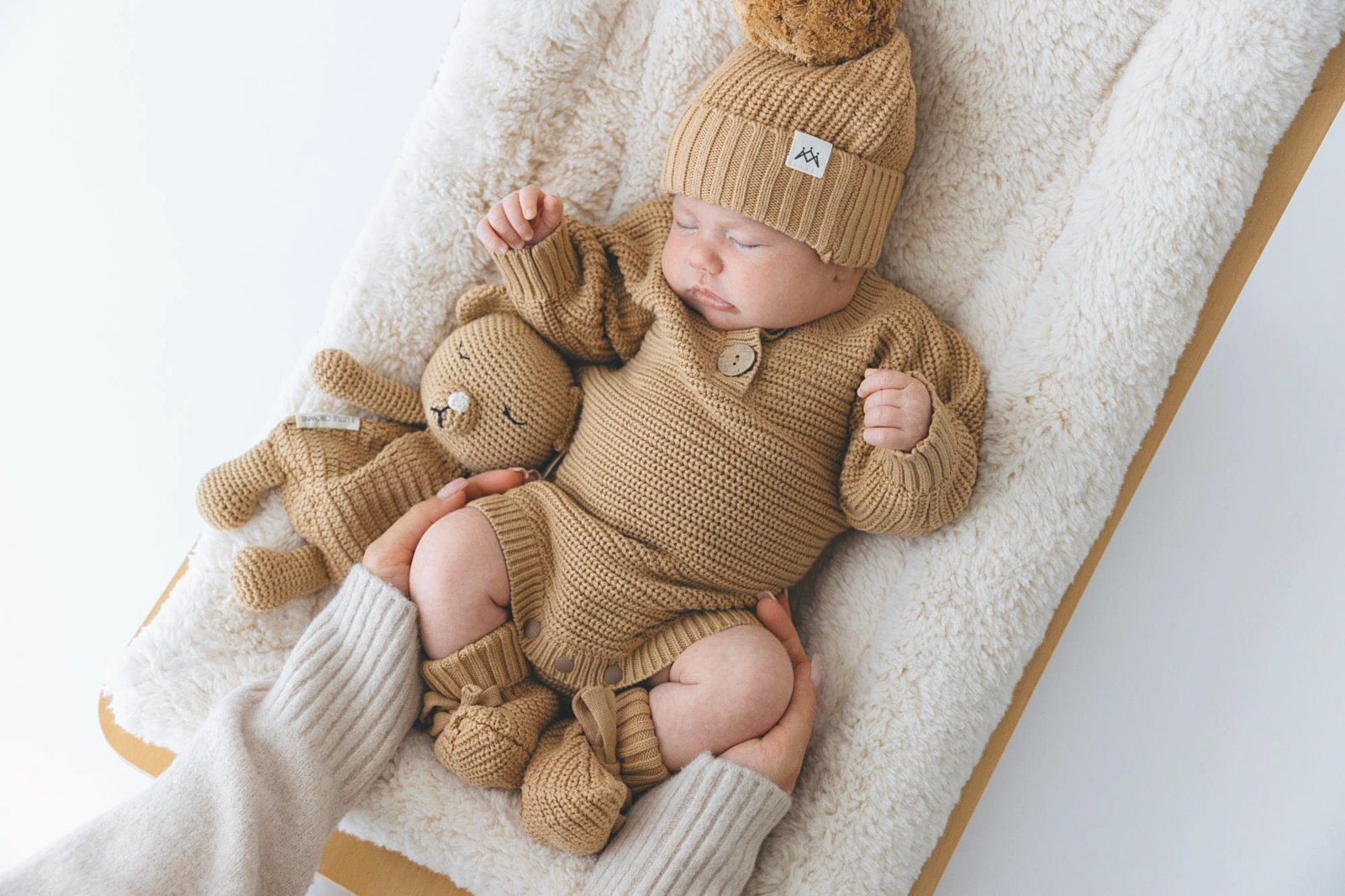Comforter & Body Suit & Knitted Beanie & Booties - 3 Little Crowns
