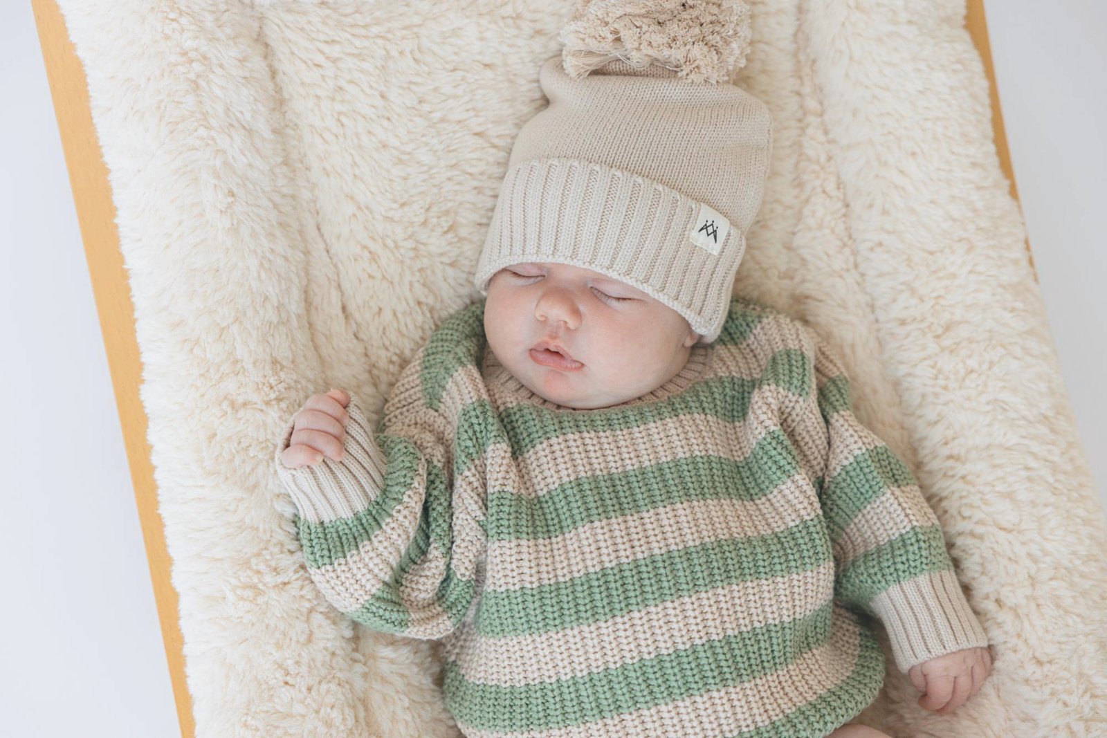 Chunky Knit Jumper - Muted Green & Mushroom Stripes - 3 Little Crowns