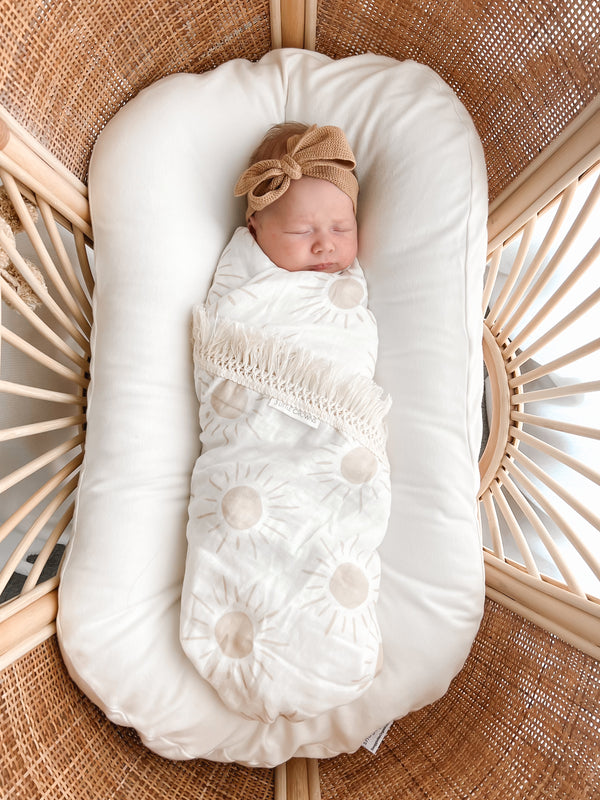 Fringe Swaddle Blanket - Sun - 3 Little Crowns